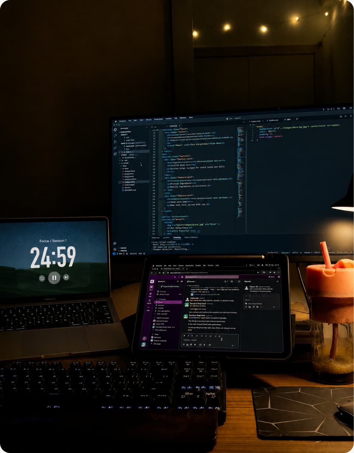 Developer setup with multiple screens